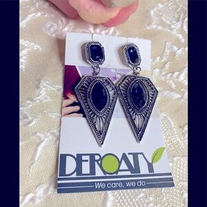 DEROATY Sterling Sliver Black drop Pearl  Earrings
